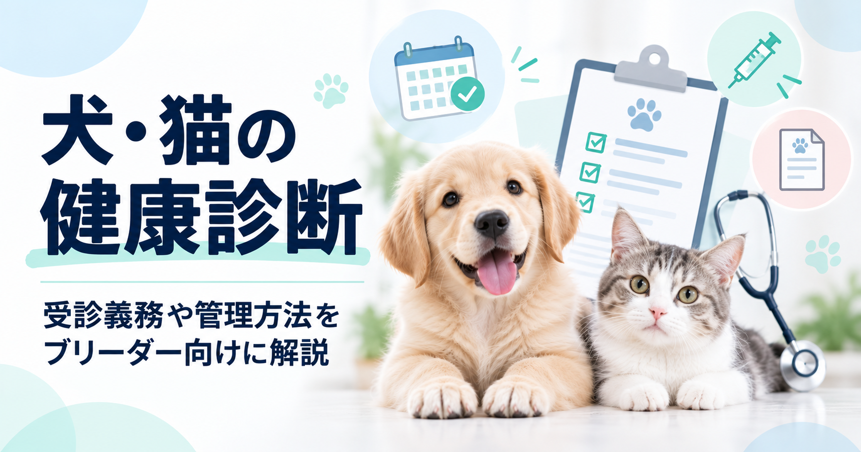 犬・猫の健康診断｜受診義務や管理方法をブリーダー向けに解説