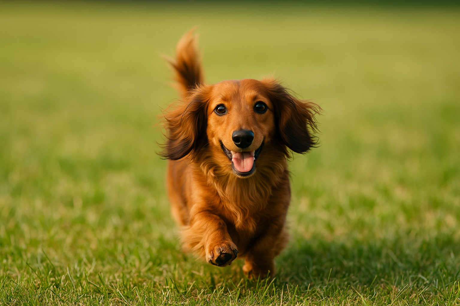 dog runnning toward his breeder